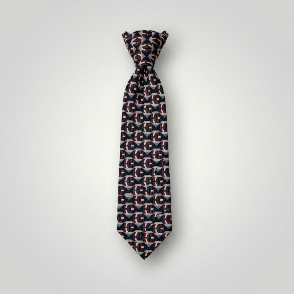 Zylos George Machado Necktie Vtg Blue Geometric Italian Silk Abstract Business